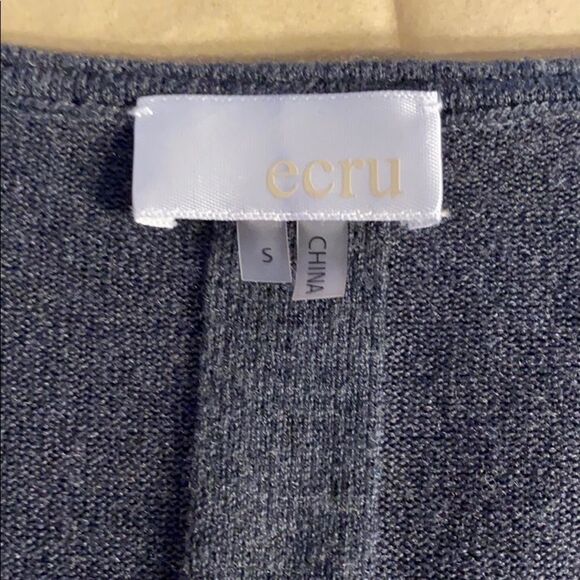 Ecru metal Mesh Trim V-Neck Tunic Sweater Gray - Picture 7 of 9